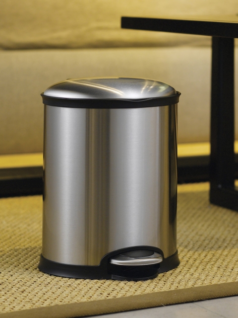 

OBSESSIONS Silver Solid Stainless Steel Step Bin
