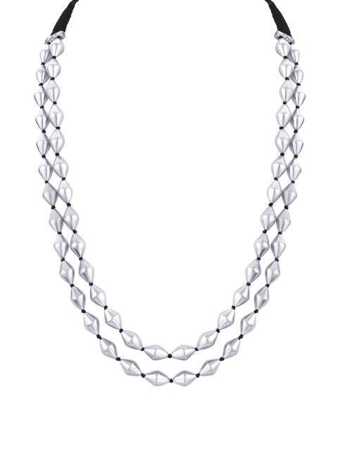 

ahilya Sterling Silver Dual Strand Dholki Bead Necklace