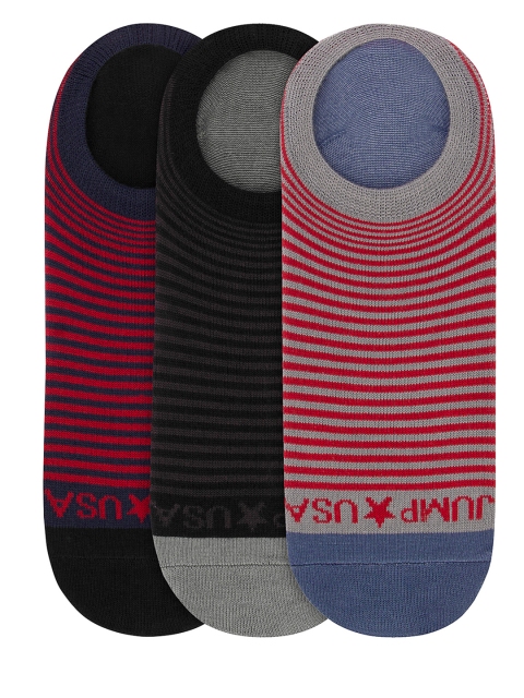 

JUMP USA Men Pack of 3 Striped Shoeliners, Maroon