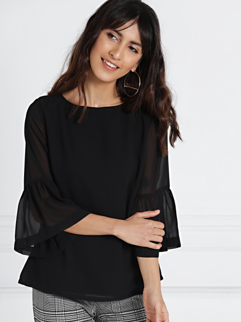 

all about you Women Black Solid Styled Back Top