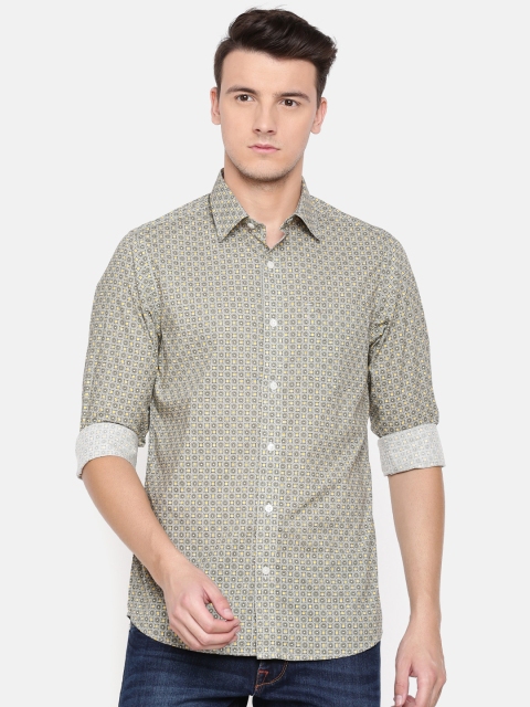 

ColorPlus Men Olive Green & Yellow Regular Fit Printed Casual Shirt