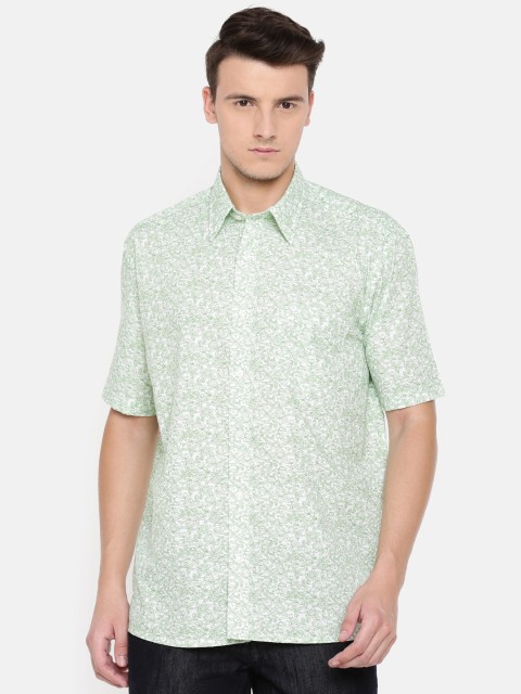 

ColorPlus Men Green & White Regular Fit Printed Casual Shirt