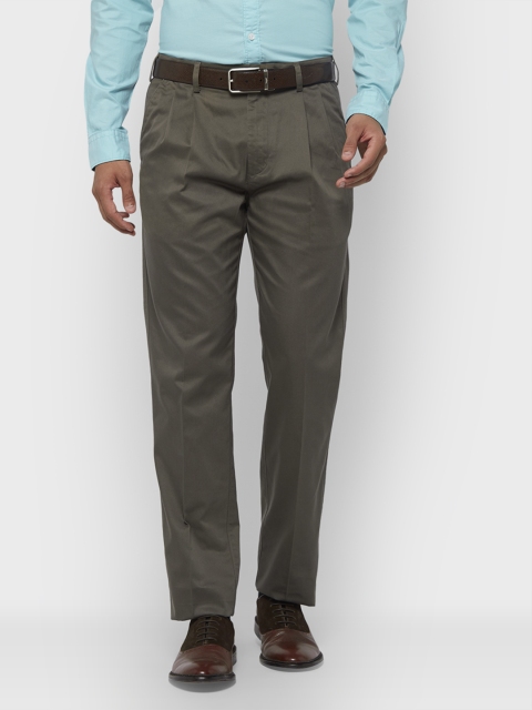 

ColorPlus Men Grey Slim Fit Solid Formal Trousers