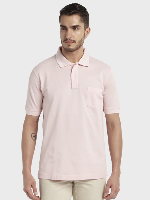 

ColorPlus Men Pink Solid Polo Collar T-shirt, Red