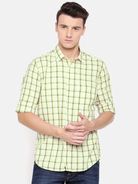 

ColorPlus Men Green & Cream-Coloured Regular Fit Checked Casual Shirt