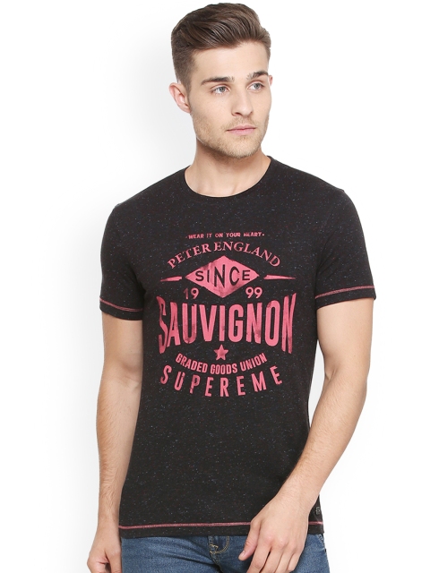 

Peter England Casuals Men Black Printed Round Neck T-shirt