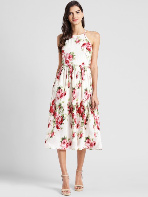 

plusS Women Off-White Printed Fit and Flare Dress