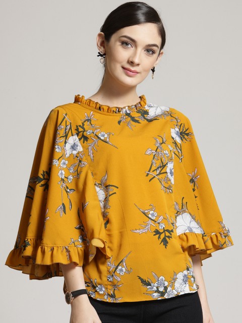 

plusS Women Mustard Printed Top