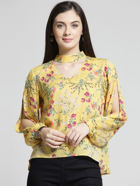 

plusS Women Yellow Printed Top