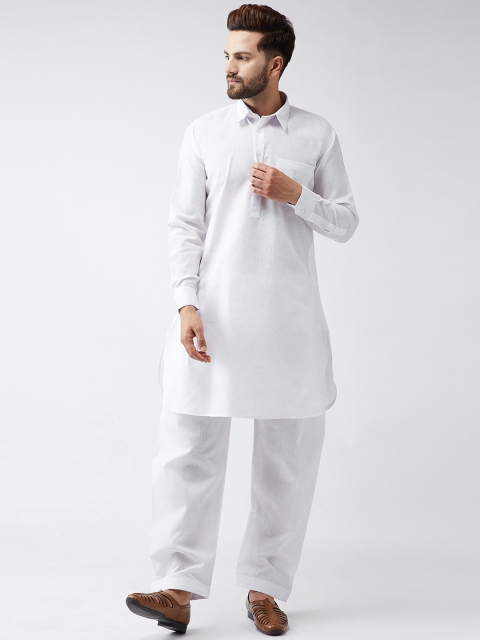 

SOJANYA Men White Solid Straight Kurta