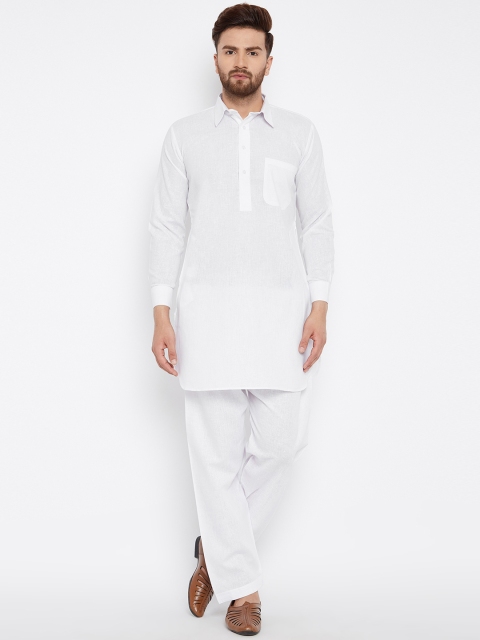 

SOJANYA Men White Solid Straight Kurta
