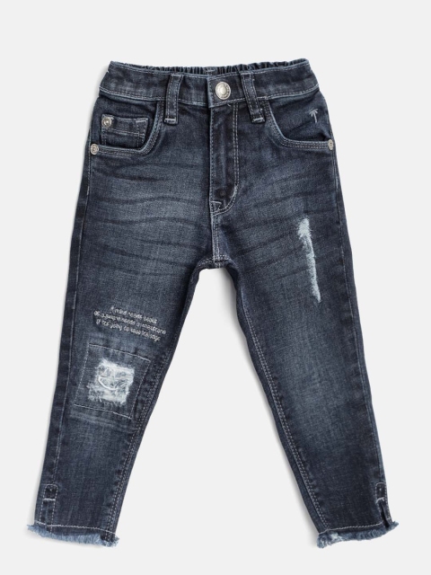 

Palm Tree Girls Navy Blue Regular Fit Mid-Rise Mildly Distressed Stretchable Jeans