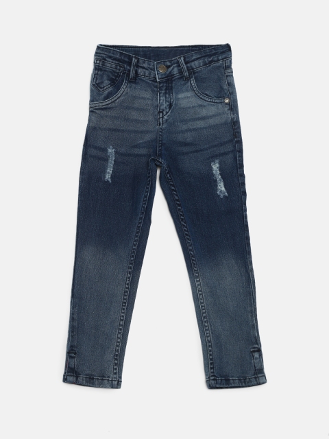 

Palm Tree Boys Blue Slim Fit Mid-Rise Low Distress Stretchable Jeans