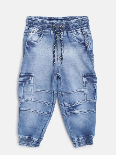 

Gini and Jony Boys Blue Regular Fit Washed Cargos
