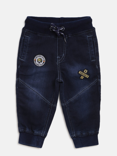 

Gini and Jony Boys Navy Blue Regular Fit Faded Denim Joggers