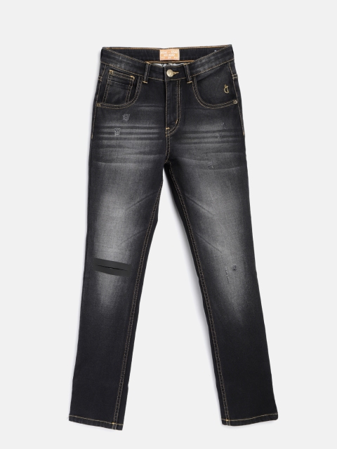 

Gini and Jony Boys Black Regular Fit Mid-Rise Slash Knee Stretchable Jeans