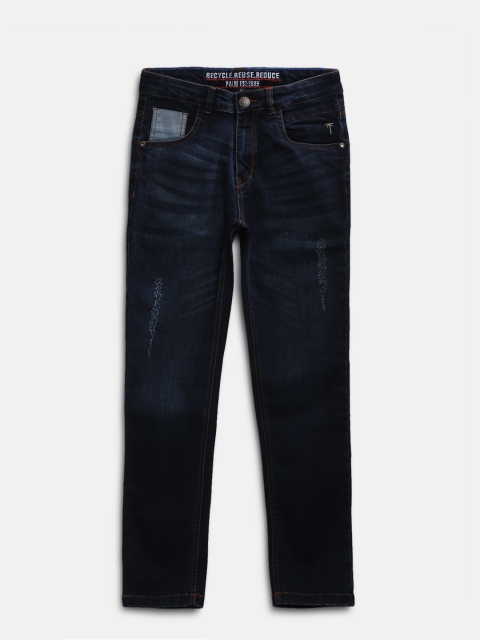 

Palm Tree Boys Navy Regular Fit Mid-Rise Clean Look Stretchable Jeans, Navy blue