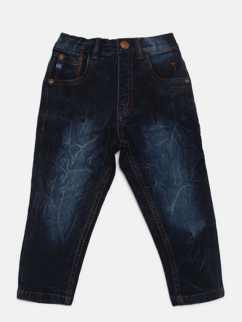 

Palm Tree Boys Navy Blue Regular Fit Mid-Rise Clean Look Stretchable Jeans