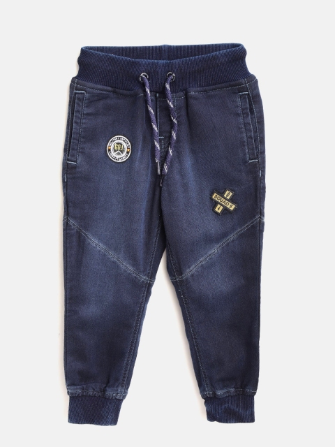

Gini and Jony Boys Navy Regular Fit Faded Denim Joggers, Navy blue