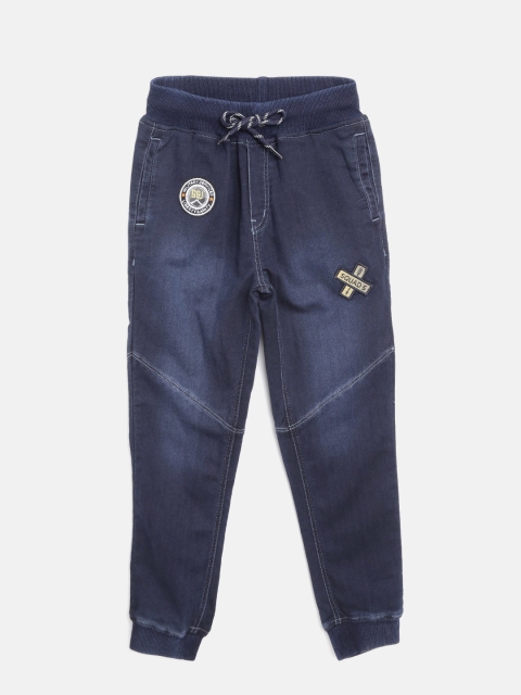

Gini and Jony Boys Navy Blue Washed Regular Fit Joggers