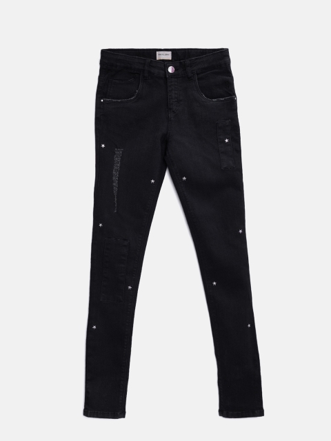 

Gini and Jony Girls Black Regular Fit Mid-Rise Low Distress Jeans