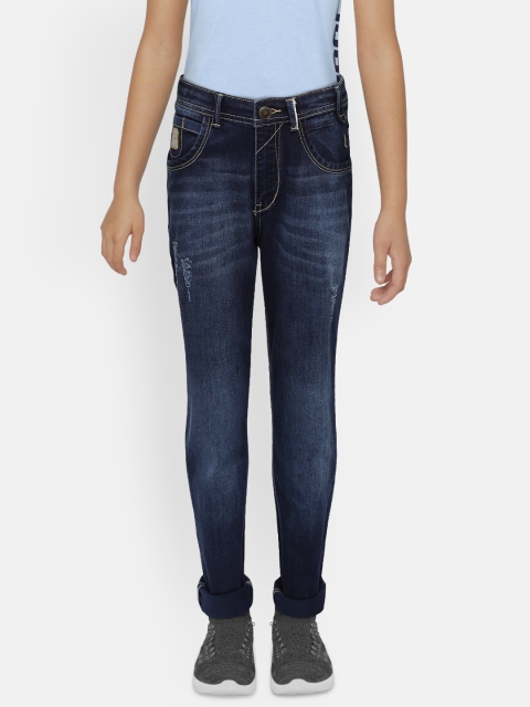 

Gini and Jony Boys Blue Slim Fit Mid-Rise Low Distress Stretchable Jeans