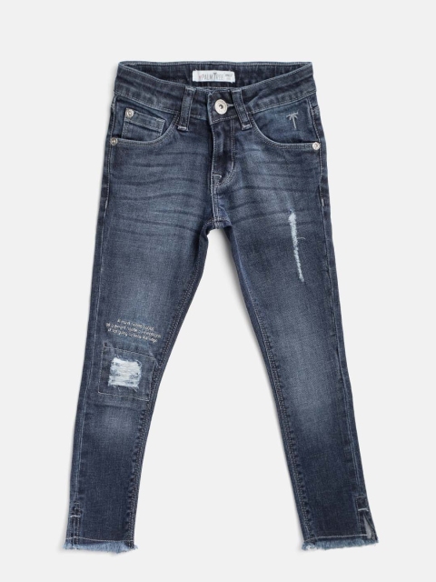 

Palm Tree Girls Navy Blue Slim Fit Mid-Rise Mildly Distressed Stretchable Jeans