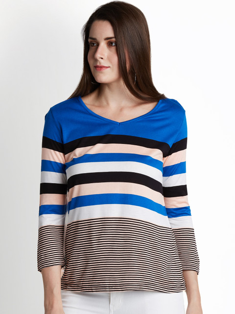 

Annabelle by Pantaloons Women Blue Striped A-Line Top