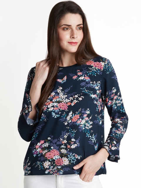

Annabelle by Pantaloons Women Navy Blue Printed Top