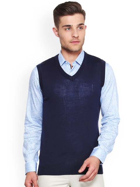

Van Heusen Men Blue Self Design Sweater Vest