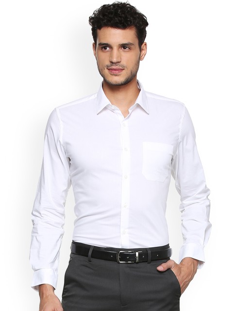 

Peter England Men White Slim Fit Solid Formal Shirt