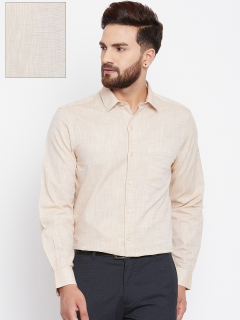 

John Players Men Beige Slim Fit Solid Formal Shirt