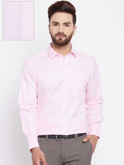 

John Players Men Pink Regular Fit Striped Formal Shirt