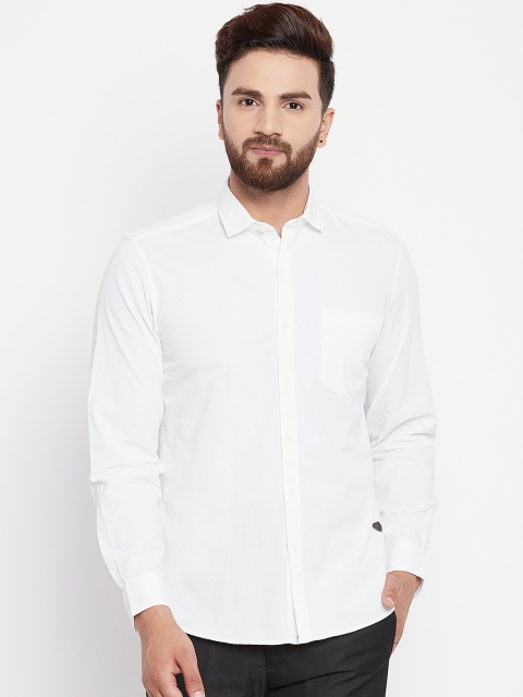 

John Players Men White Trim Fit Self Design Casual Shirt