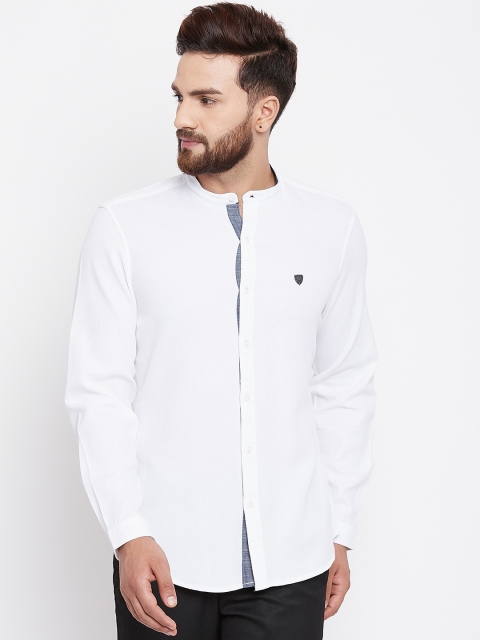 

John Players Men White Trim Fit Self Design Casual Shirt
