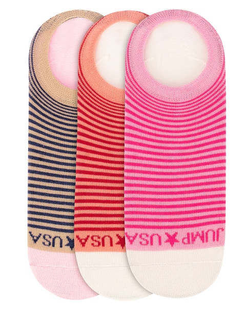 

JUMP USA Women Pack of 3 Striped Shoeliners, Beige