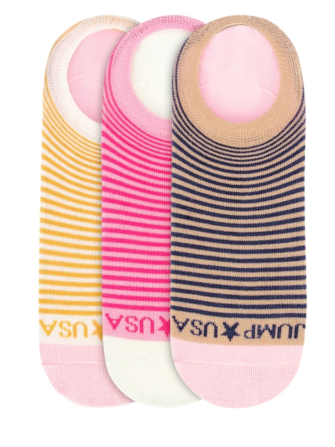 

JUMP USA Women Pack of 3 Striped Shoeliners, Beige