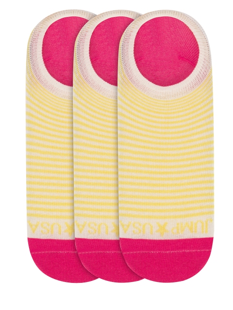 

JUMP USA Women Pack of 3 Striped Shoeliners, Yellow