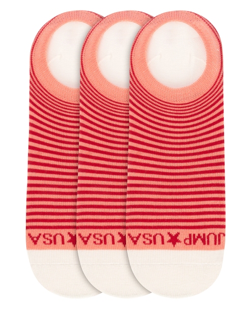 

JUMP USA Women Pack of 3 Striped Shoeliners, Red