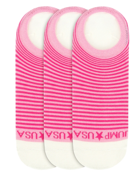 

JUMP USA Women Pack of 3 Striped Shoeliners, Pink