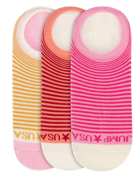

JUMP USA Women Pack of 3 Striped Shoeliners, Pink