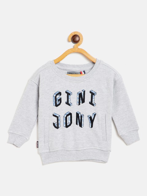 

Gini and Jony Boys Grey Melange Printed Sweatshirt