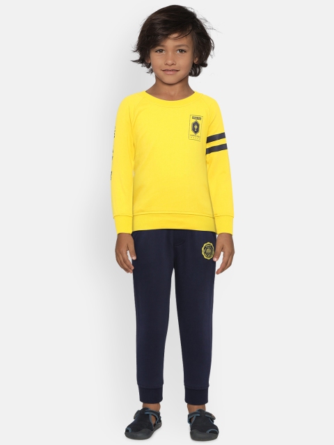 

Palm Tree Boys Yellow & Navy Blue Solid Tracksuit