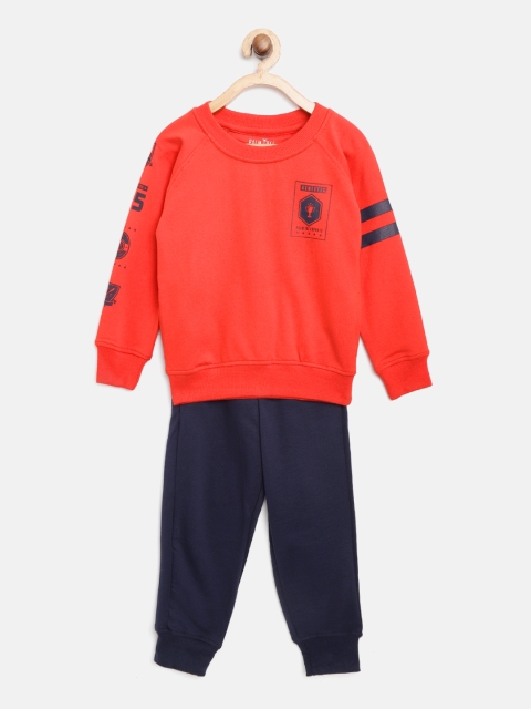 

Palm Tree Boys Red & Navy Blue Solid Tracksuit