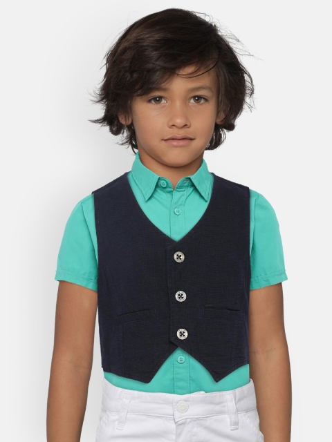 

Gini and Jony Boys Navy Blue Solid Pure Cotton Waistcoat