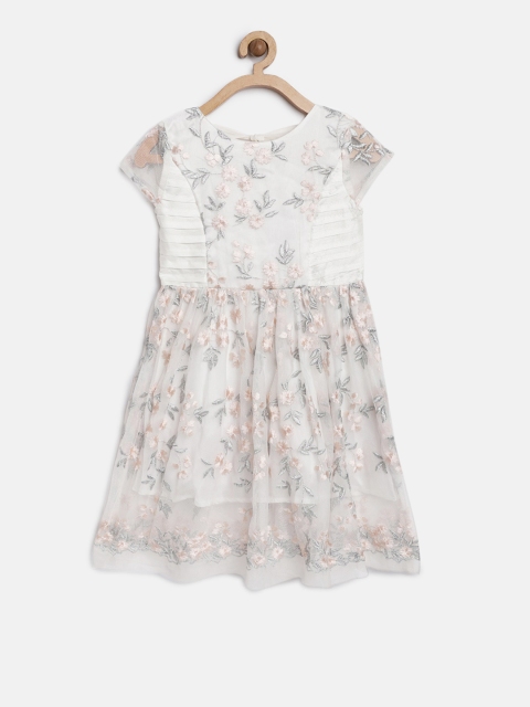 

Gini and Jony Girls Off-White Self-Design Fit and Flare Dress