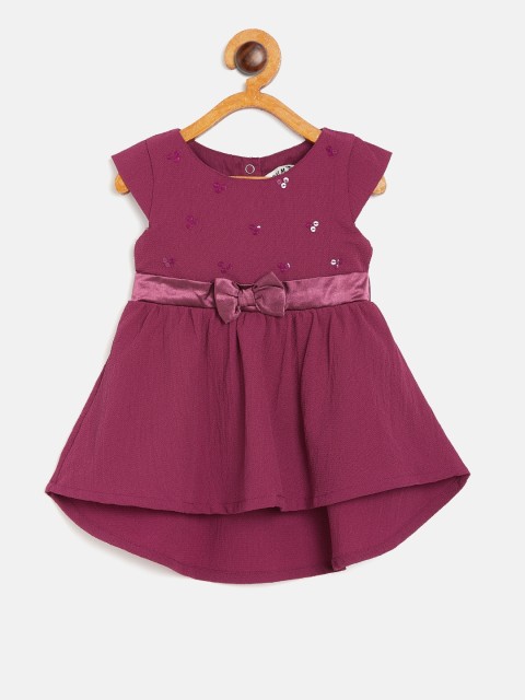 

Palm Tree Girls Burgundy Solid Fit and Flare Dress