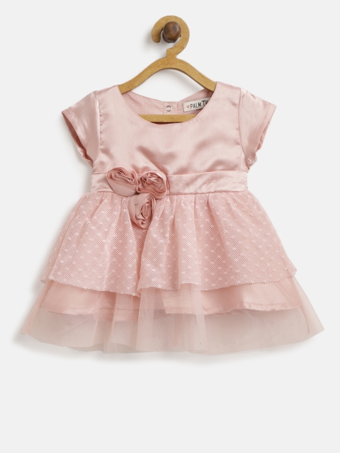 

Palm Tree Girls Peach-Coloured Solid Fit & Flare Dress
