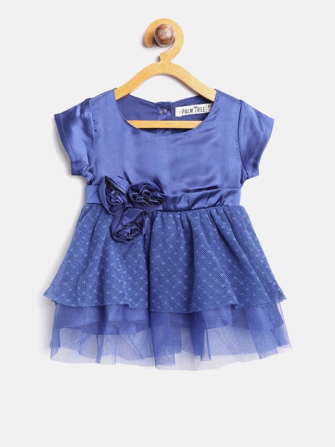 

Palm Tree Girls Navy Blue Solid Empire Dress