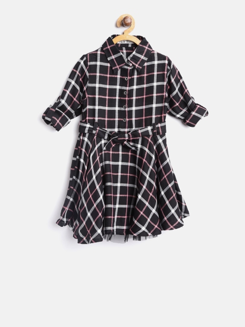

Palm Tree Girls Black & Pink Checked Shirt Dress